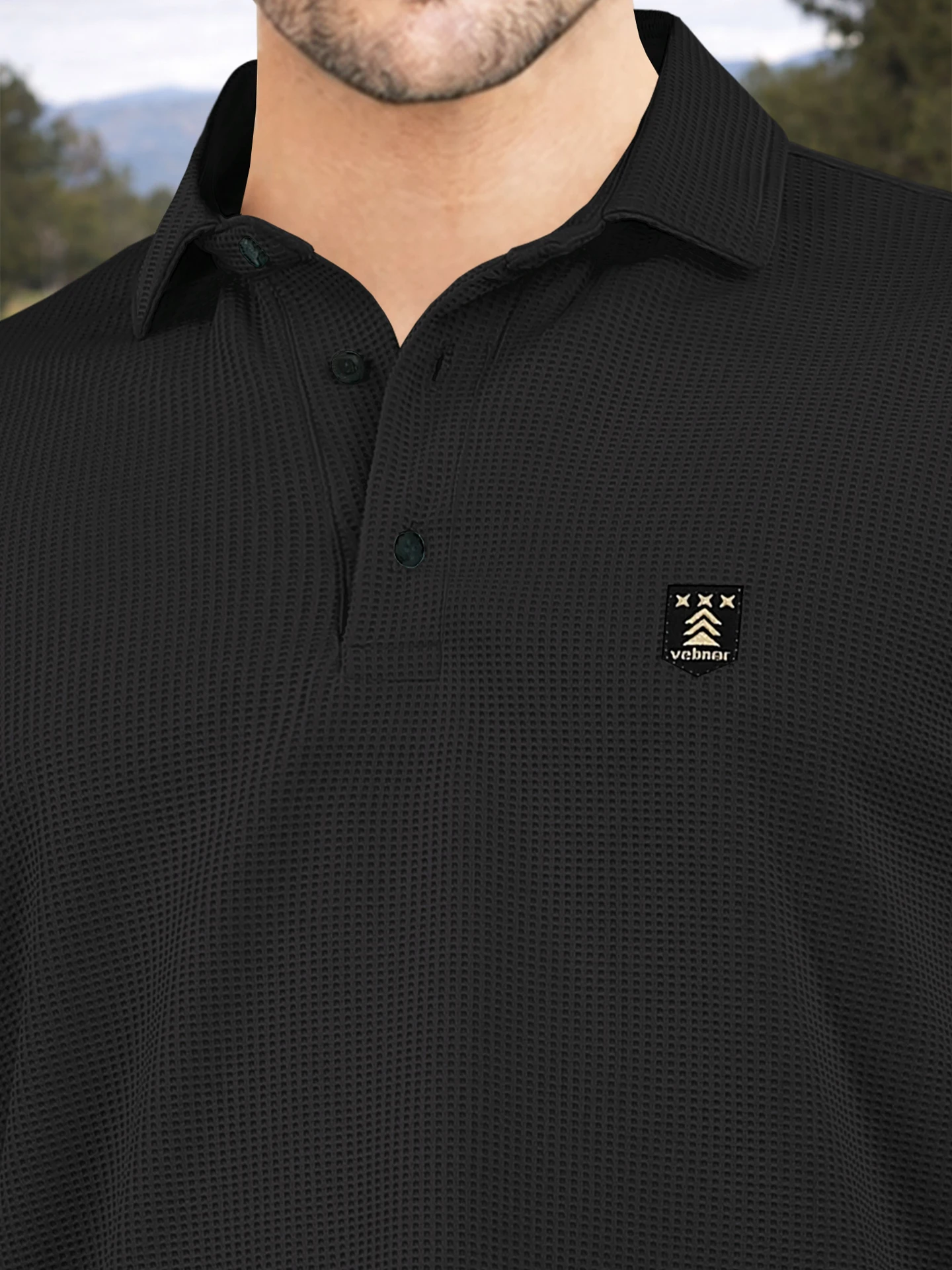 Men Solid Polo Neck Polyester Black T-Shirt