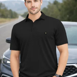 Men Solid Polo Neck Polyester Black T-Shirt